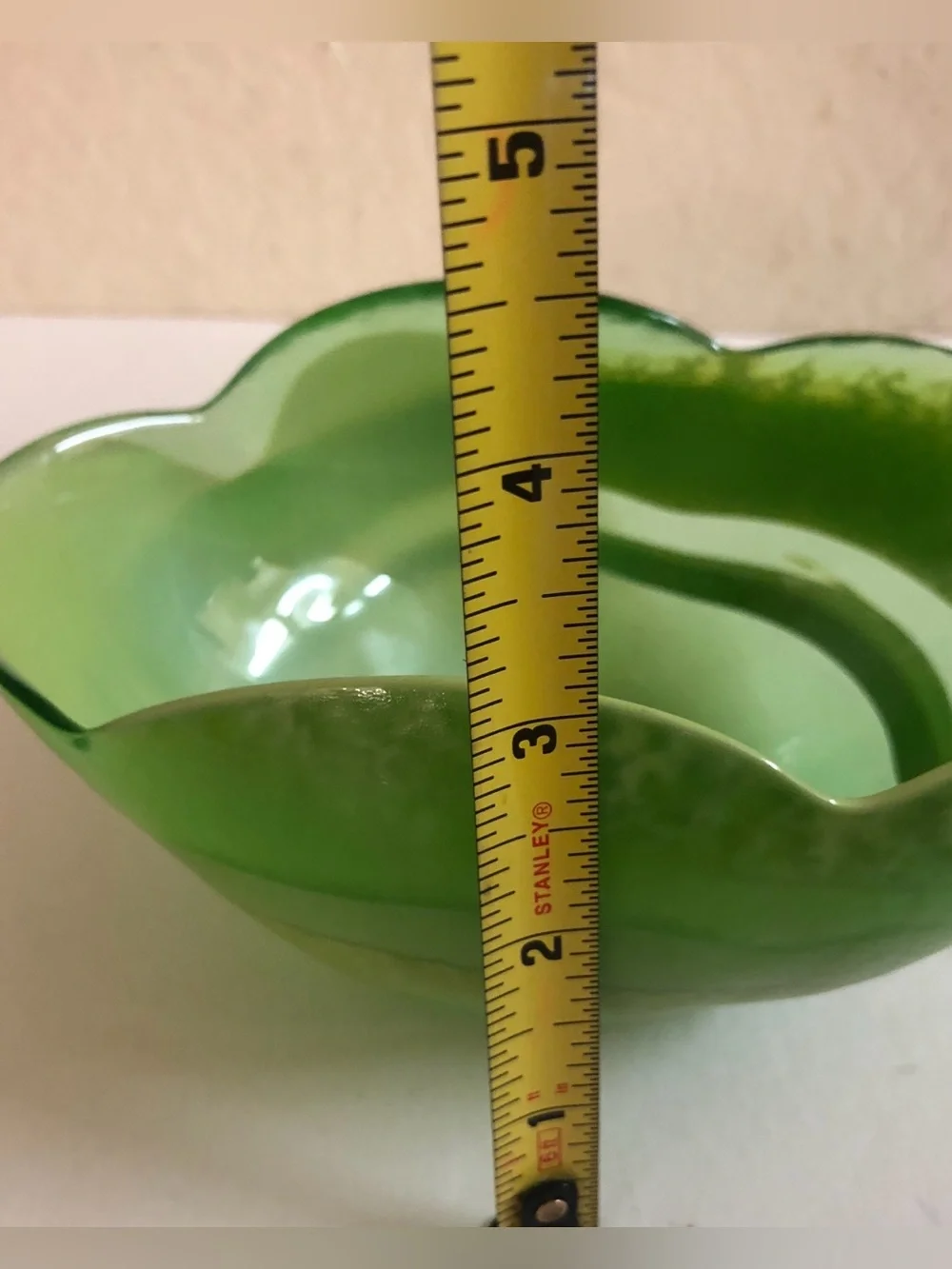 Crate &Barrel Lime Green Scalloped Handblown Glass Bowl Italy